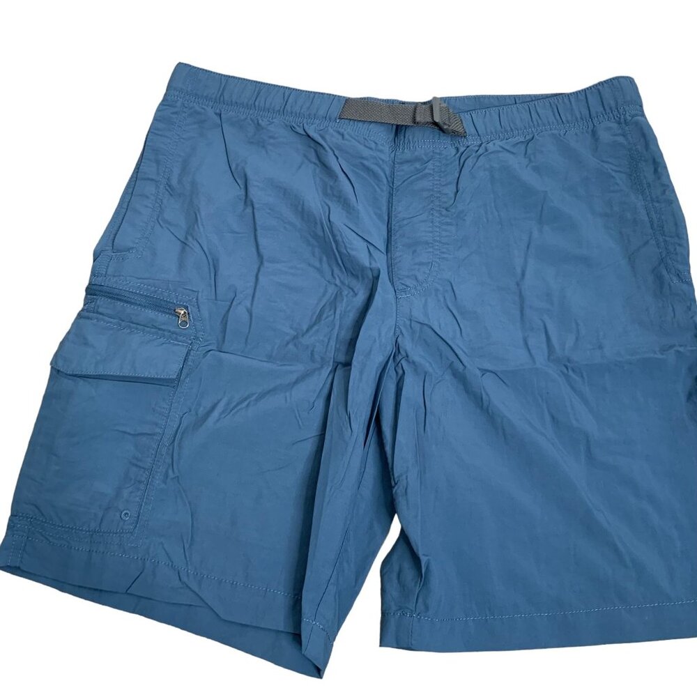 Columbia Omni Shade River Shorts M Blue Mesh Brief Belted Pockets Pullon Nylon